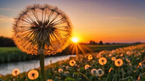 flower in sunset,dandelion background,dandelion field,dandelion flower,taraxacum,dandelion meadow,common dandelion,dandelions,dandelion,dandelion flying,flower background,flower field,sun daisies,sun flowers,meadow flowers,field of flowers,sunburst background,blooming grass,flowers field,taraxacum officinale,Photography,General,Natural