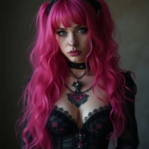 pink hair,dark pink in colour,dark pink,poison,doll paola reina,vi