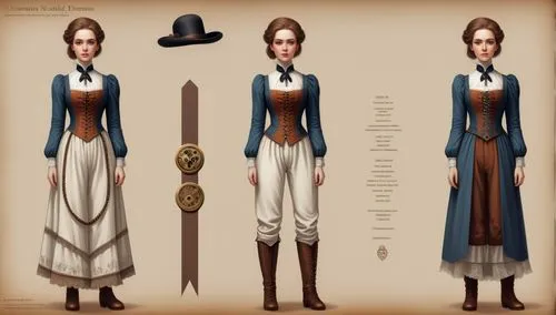 victorian fashion,victorian lady,costume design,victorian style,folk costume,suffragette,women's clothing,victorian,nurse uniform,the victorian era,equestrian,steampunk,women clothes,lady medic,retro paper doll,mountain vesper,gunfighter,quarterstaff,scythe,suit of the snow maiden,Unique,Design,Character Design