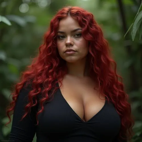 amazon,jungle,young woman,big boobs,long hair,red hair,Photography,General,Realistic