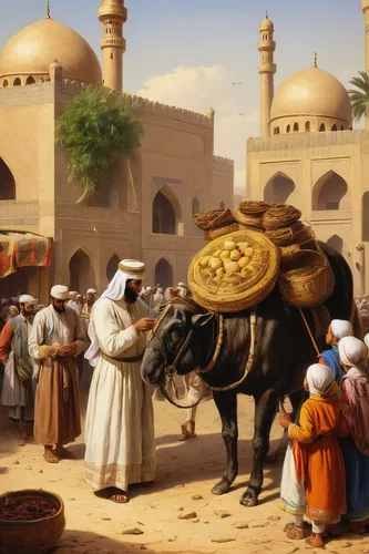 arabian camel,souq,orientalism,souk,camel caravan,arabian horses,bedouin,camel train,arabian,dromedaries,caravansary,nomadic people,caravanserai,marrakesh,islamic lamps,bazaar,nizwa souq,dromedary,dervishes,covered wagon,Art,Classical Oil Painting,Classical Oil Painting 31