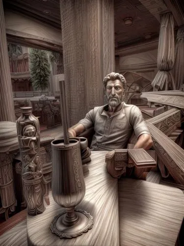 tinsmith,deadwood,woodworker,wooden figures,apothecary,wooden man,winemaker,geppetto,woodwork,digital compositing,assay office in bannack,wood shaper,watchmaker,3d render,a carpenter,bannack assay office,wooden mannequin,3d rendered,wooden doll,lathe