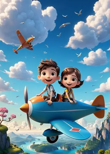 planes,lilo,jet plane,hot-air-balloon-valley-sky,airplane,tandem flight,agnes,cute cartoon image,biplane,flying flight,animated cartoon,flying girl,general aviation,airplane crash,aeroplane,aerobatics,air ship,free flight,toy airplane,believe can fly,Unique,3D,3D Character