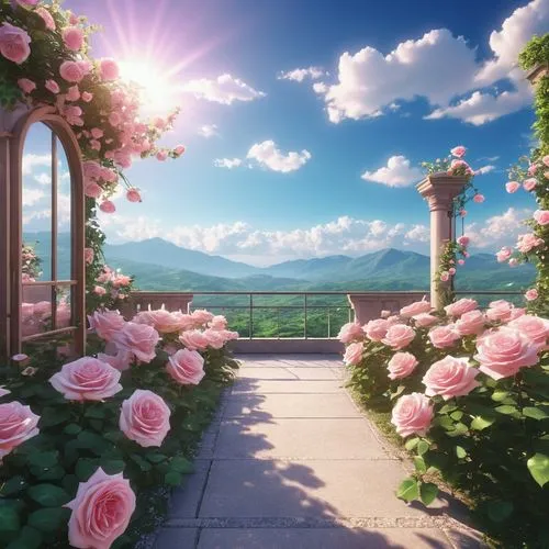 landscape rose,violet evergarden,flower background,beauty scene,flower garden,everlasting flowers,romantic rose,landscape background,blooming field,flowers celestial,full hd wallpaper,flower field,way of the roses,frame flora,frame rose,sakura background,a beautiful day,summer bloom,rose garden,spring background,Photography,General,Realistic