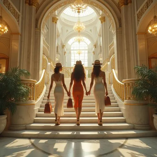 the three graces,temptresses,priestesses,muses,celtic woman,countesses,rhinemaidens,catherine's palace,three pillars,canonesses,marquesses,goddesses,claridges,versailles,duchesses,gleneagles hotel,grand hotel europe,hallway,hostesses,attendants,Photography,General,Realistic