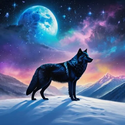 constellation wolf,howling wolf,blackwolf,wolfsangel,wolfgramm,wolf,Illustration,Realistic Fantasy,Realistic Fantasy 20