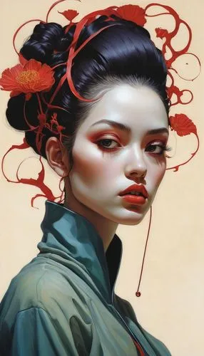 geisha girl,geisha,chinese art,mulan,oriental girl,rosa ' amber cover,oriental princess,japanese art,ikebana,oriental painting,han thom,red magnolia,red lantern,oriental,samurai,luo han guo,red plum,junshan yinzhen,red petals,fantasy portrait,Conceptual Art,Daily,Daily 14