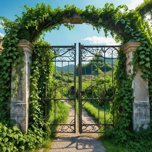 farm gate,pergola,garden door,iron gate,aaaa,heaven gate,Photography,General,Realistic