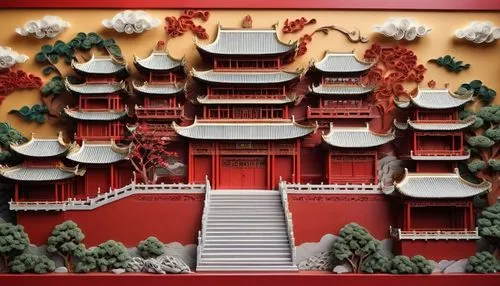 hall of supreme harmony,imagawa,sanshui,dojo,dragon palace hotel,jigoku,fengshui,wudang,yamatai,mandarin house,sanjiangyuan,qingshui,asian architecture,huangmei,palyul,kakiemon,xishui,qingyuan,shuozhou,feng shui,Unique,Paper Cuts,Paper Cuts 09