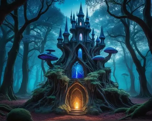 fairy house,fairy tale castle,fairy door,fairytale castle,fantasy picture,enchanted forest,Illustration,Realistic Fantasy,Realistic Fantasy 20