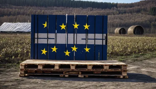 In a post-apocalyptic world, describe how a euro pallet becomes a symbol of hope and survival.,euro pallet,euro pallets,pallet transporter,cargo containers,european union,container transport,door-cont