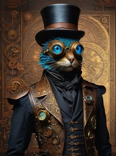 steampunk,alberty,cat sparrow,spymaster,sarjeant,aristocrat,masquerade,figaro,bluesier,nobleman,ringmaster,jincai,purgatoire,magistrate,bulgakov,truncatula,macavity,monocle,kapellmeister,mascarade,Art,Classical Oil Painting,Classical Oil Painting 27