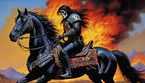 black horse,fire horse,horseman,carpathian,cavalry,bronze horseman,genghis khan,blackmetal,dragoon,heroic fantasy,horseback,cossacks,black dragon,crusader,raider,horsemen,firebrat,warlord,black warrior,death angel,Illustration,American Style,American Style 07