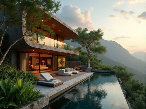 amanresorts,house in the mountains,house in mountains,beautiful home,luxury property,pool house,tropical house,dreamhouse,roof landscape,house by the water,luxury home,holiday villa,infinity swimming pool,tailandia,modern house,luxury hotel,home landscape,anantara,chalet,fallingwater,Photography,General,Realistic