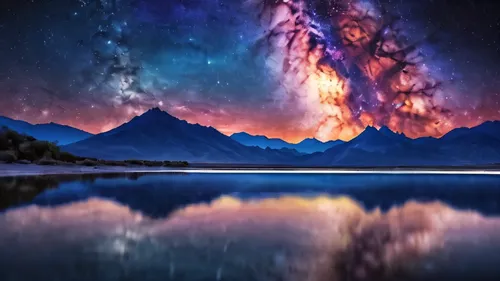 the milky way,milky way,milkyway,astronomy,galaxy collision,space art,the universe,galaxy,the night sky,grand teton,fantasy landscape,night sky,alien world,starry night,calbuco volcano,fractal environment,landscape background,alien planet,universe,heaven lake,Conceptual Art,Daily,Daily 24