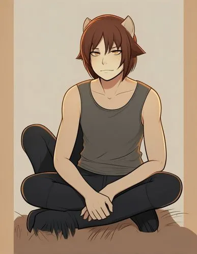 faunus,zacchara,sits,sittin,ricken,arms crossed,Illustration,Japanese style,Japanese Style 06