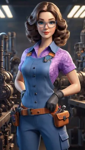 brakewoman,machinist,female worker,engineer,pauling,mechanic,Unique,3D,3D Character