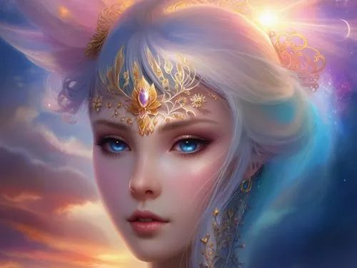 fantasy portrait,fantasy art,mystical portrait of a girl,fantasy picture,fairy queen,fantasy woman,faery,faerie,priestess,zodiac sign libra,fantasia,the enchantress,celestial,3d fantasy,star mother,op