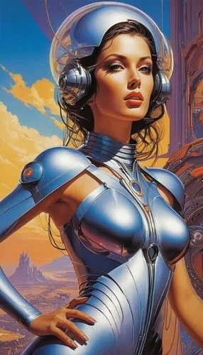 sci fiction illustration,promethea,laureline,honorverse,hurlant,cyberangels,cybernetically,barsoom,femforce,afrofuturism,rocketeer,emshwiller,cybernetic,cyborgs,cybernetics,alita,cylons,fembots,positronic,fembot,Conceptual Art,Fantasy,Fantasy 04