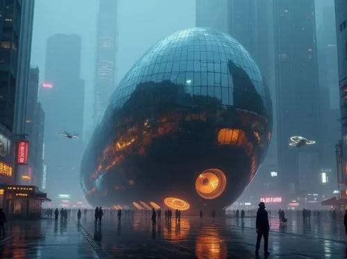 futuristic architecture,futuristic art museum,bladerunner,futuristic landscape,arcology,wheatley,glass sphere,futuristic,urbis,cybercity,scifi,sci fiction illustration,sci - fi,spherion,sci fi,spheres,technosphere,safdie,zeil,enclosed,Photography,General,Realistic