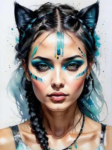 feline look,feline,cat eye,fantasy art,bastet,cat eyes,world digital painting,fantasy portrait,cat with blue eyes,wild cat,circlet,promethea,tigress,wadjet,cat look,kitana,panthera,kittenish,digital painting,tigerlily,Conceptual Art,Oil color,Oil Color 08