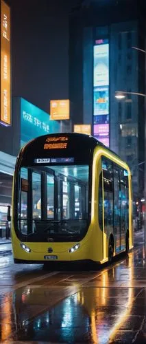 Modern bus stop, futuristic design, curved glass roof, metal framework, sleek lines, neon lights, urban cityscape, nighttime scene, blurred car lights, raindrops on glass, reflection of city buildings