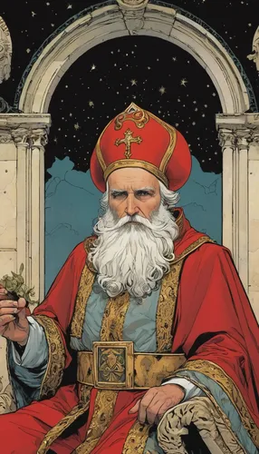 saint nicholas' day,saint nicholas,saint nicolas,st claus,archimandrite,rompope,father christmas,saint nicholias,santa claus,santa clause,twelve apostle,auxiliary bishop,metropolitan bishop,high priest,st nicholas,kris kringle,santa,the order of cistercians,hieromonk,pope,Illustration,Vector,Vector 04