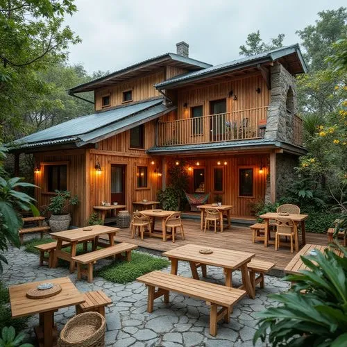 gristmill,teahouse,the cabin in the mountains,coffee plantation,forest house,log cabin,spicewood,house in the mountains,log home,summer cottage,outdoor dining,chalet,patios,tree house hotel,wimberley,cabins,rustic,wooden house,rustic aesthetic,timber house,Photography,General,Realistic