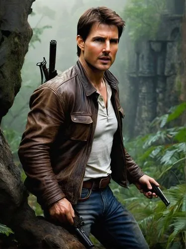 indiana jones,star-lord peter jason quill,steve rogers,farmer in the woods,solo,biologist,tarzan,gale,forest man,lara,primeval times,thane,jungle,nature and man,zookeeper,robin hood,digital compositing,forest background,rain forest,action hero,Illustration,Abstract Fantasy,Abstract Fantasy 15