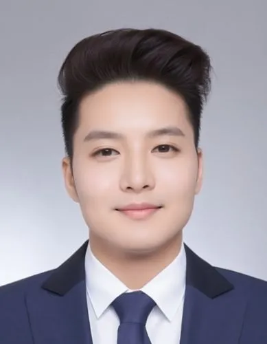 a man in a suit and tie with a gray background,samcheok times editor,shindong,mingjie,changhong,real estate agent,ilyumzhinov,Photography,General,Realistic