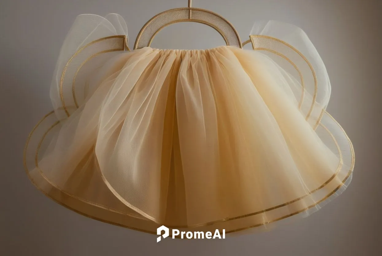 Tulle skirt with lots of shiny white fabric, bright, contrasting and exciting studio lighting, festive, elegant and rich, smooth and clean, light mocha colored background, light and bright,crinoline,r