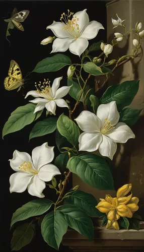 wood anemones,still life of spring,philadelphus erectus,magnolia,gardenia,cape jasmine,mock orange,bach flowers,magnolias,magnoliengewaechs,jasmine flowers,tea flowers,philadelphus coronarius,crape jasmine,jasminum,white magnolia,magnolia flowers,jasmine blossom,magnolia warbler,camellia sasanqua,Art,Classical Oil Painting,Classical Oil Painting 37