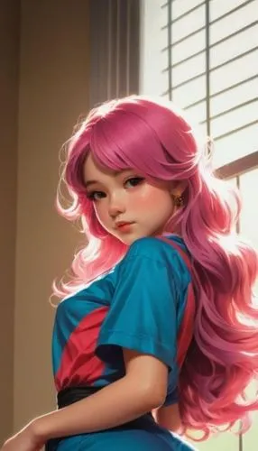 an animated image of a pink haired girl with bright, purple hair,sunsilk,female doll,fashion dolls,rapunzel,aelita,lazytown