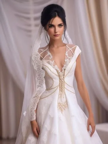 this beautiful woman in her wedding dress is posing for the camera,wedding gown,bridal gown,wedding dresses,bridal dress,wedding dress,bridal,Photography,General,Realistic