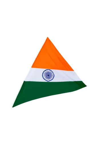 Indian flag, waving gently, triangular shape, saffron, white and green tricolor, golden embroidery, fluttering in wind, close-up shot, shallow depth of field, soft natural light, warm color tone.,the 