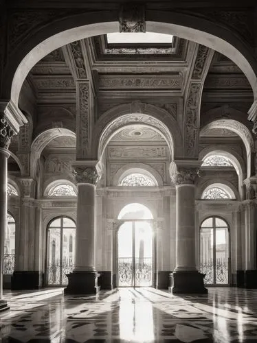 cochere,entrance hall,ballroom,foyer,pinacoteca,empty interior,marble palace,dolmabahce,royal interior,corridor,lobby,mirogoj,salone,glyptotek,hall of nations,empty hall,hotel nacional,marienbad,colonnade,chambres,Photography,Black and white photography,Black and White Photography 08