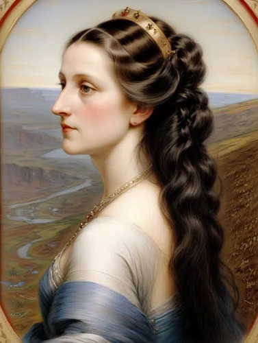 winterhalter,portrait of a girl,godward,bougereau,portrait of a woman,vintage female portrait,ariadne,bouguereau,franz winterhalter,duchesse,perugini,principessa,dossi,lucretia,emile vernon,romantic portrait,comtesse,woman holding pie,sevres,woman portrait