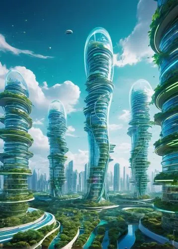 futuristic landscape,ecotopia,arcology,terraformed,futuristic architecture,ringworld,terraforming,cybercity,alien world,alien planet,mushroom landscape,cyberia,terraform,cybertown,futuristic,areopolis,fantasy city,lifeforms,cyberport,ordos,Conceptual Art,Sci-Fi,Sci-Fi 04