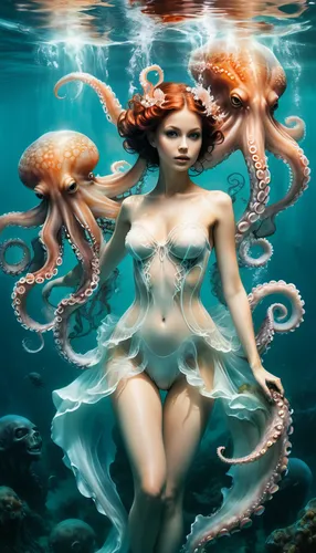 merfolk,mermaids,believe in mermaids,the sea maid,cephalopods,sirens,undersea,under sea,mermaid vectors,mermaid background,underwater background,cephalopod,cnidaria,deep sea,deep sea nautilus,sea creatures,siren,under the sea,nautilus,mermaid,Photography,Artistic Photography,Artistic Photography 07