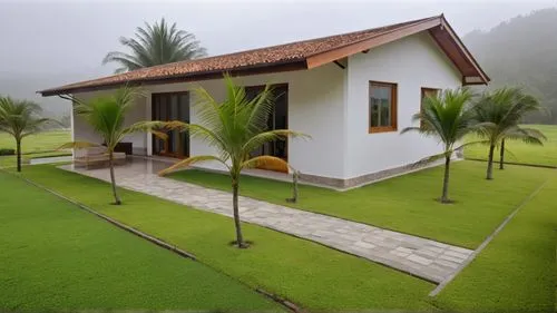 grass roof,green lawn,artificial grass,holiday villa,traditional house,tropical house,Photography,General,Realistic