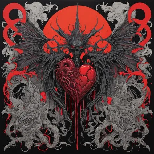 lacrimosa,heartstream,winged heart,hemoptysis,samael,deathbird,Illustration,Paper based,Paper Based 19