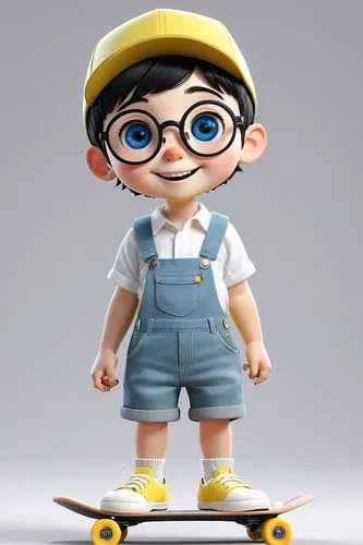 blue eyes, white shirt,cute cartoon character,pubg mascot,girl in overalls,minion tim,agnes,overall,3d figure,minion,matsuno,mini e,engineer,doraemon,a carpenter,blue-collar worker,cartoon character,d