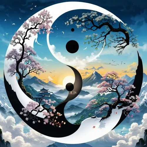 yinyang,crescent moon,taoism,moon and star background,yin yang,taoist,okami,shunju,moon and star,japanese art,mid-autumn festival,sun and moon,hanging moon,oriental painting,pangu,trigrams,wudang,seimei,moon phase,wolong,Conceptual Art,Daily,Daily 13