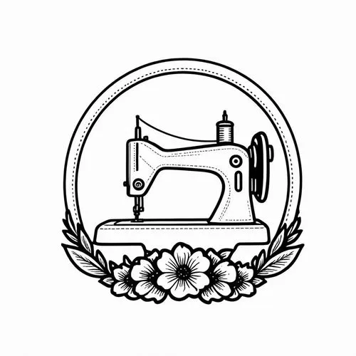 Adicione o texto: Graça Bernardo,sewing machine,flower line art,laundress,garden logo,medicine icon,embroiderers,purity symbol,floral silhouette border,embroider,polygrapher,treadle,embroiderer,nordli