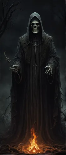 grimm reaper,grim reaper,dance of death,death god,reaper,pall-bearer,hooded man,death's-head,dark art,angel of death,death's head,death head,neophyte,blackmetal,hag,grim,scull,undead warlock,flickering flame,shinigami,Art,Classical Oil Painting,Classical Oil Painting 24