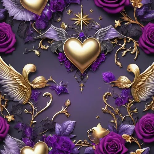 purple wallpaper,purple and gold,purple and gold foil,gold and purple,heart background,winged heart,purple background,valentine background,valentines day background,purple,purple pageantry winds,double hearts gold,butterfly background,golden heart,heart with crown,gold glitter heart,necklace with winged heart,rich purple,purples,flowers png,Photography,General,Realistic