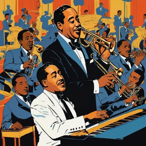 Duke Ellington And His Orchestra - Take The,big band,art tatum,blues and jazz singer,jazz,jazz club,jazz singer,vintage illustration,jazz it up,musicians,marsalis,brass band,sfa jazz,sheet music,orche