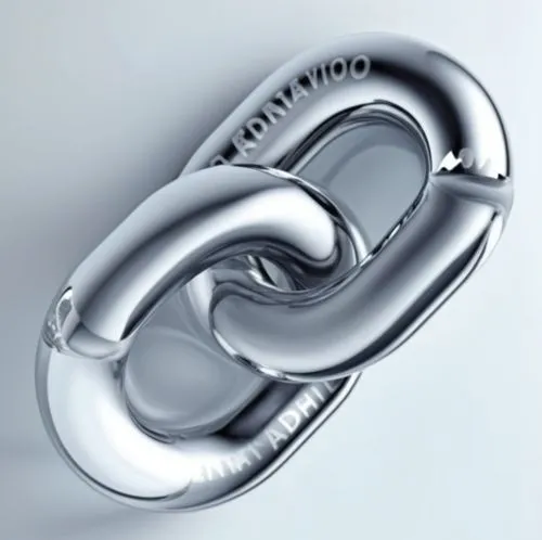 a silver chain that has an intertwined links on top,clevis,conformational,balloons mylar,infinitive,cinema 4d,carabiners,Photography,General,Realistic