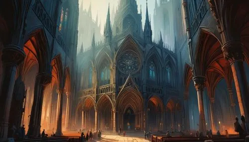 cathedral,haunted cathedral,hall of the fallen,gothic church,nidaros cathedral,duomo,cathedrals,notredame,sanctuary,conclave,the cathedral,seregil,sagrada,prospal,eisenhardt,labyrinthian,prospera,kolken,spire,argenta,Conceptual Art,Oil color,Oil Color 04