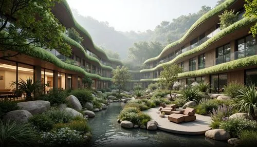 ecotopia,greenforest,shaoming,3d rendering,landscaped,biopolis,amanresorts,biopiracy,terraformed,landscape design sydney,futuristic landscape,garden design sydney,render,teahouses,landscape designers sydney,zen garden,hushan,ecovillages,hotel complex,terraced